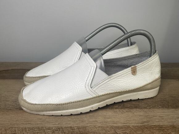 Verbenas Shoes - Verbenas Slip On Nuria Loafers Women's US 7.5 White Leather Casual Shoe Spain